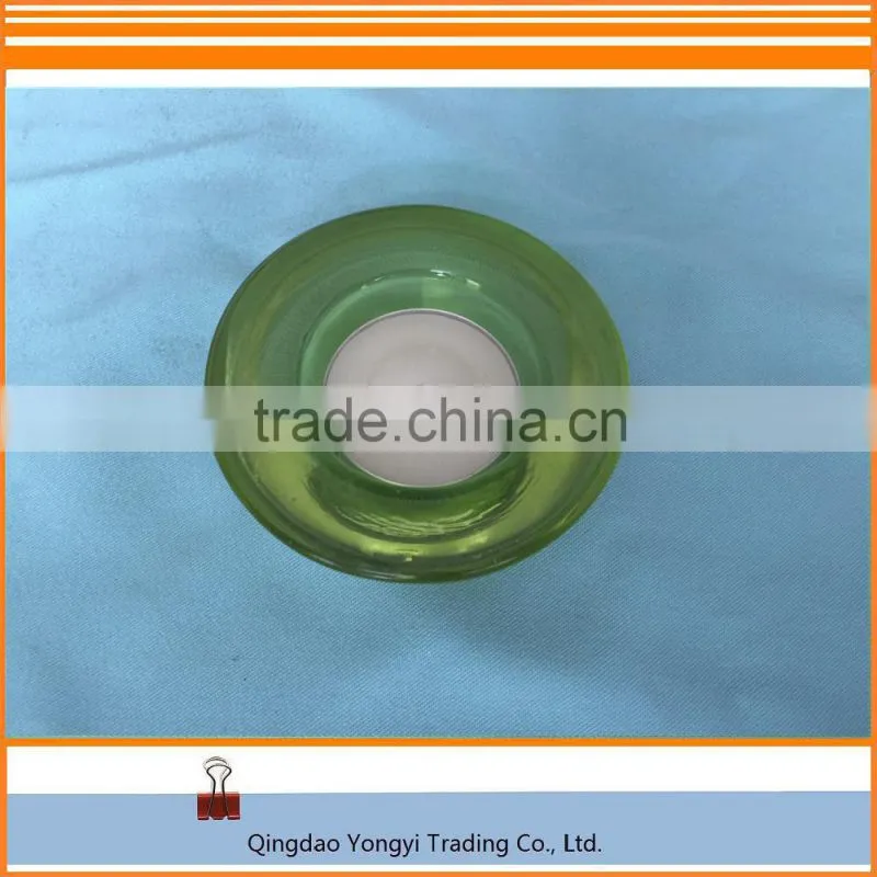 Fresh Green Round Glass Holder With Tealight Candle