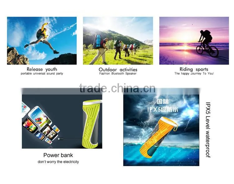 4400mah Outdoor Sports bicycle waterproof wireless power bank bluetooth speaker, water proof bluetooth speaker 10W