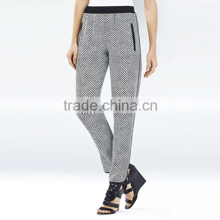 Oem clothes supplier new latest design office wear women fashion plaid pants