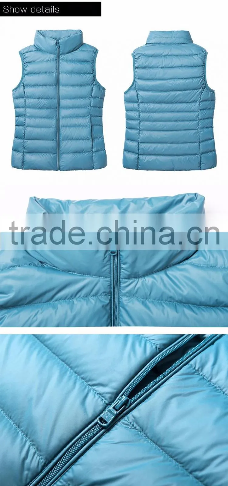 Wholesale winter sleeveless jacket mens/ womens down vest
