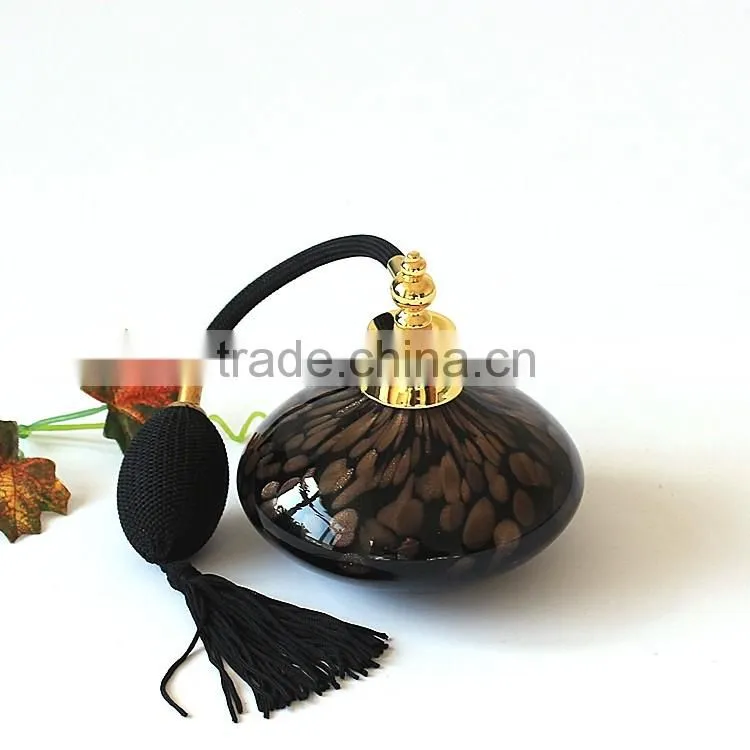 High-grade European and American Series Glass Airbag Pump Perfume Bottle & Empty Big Capacity Black Gold Point Decation Bottle