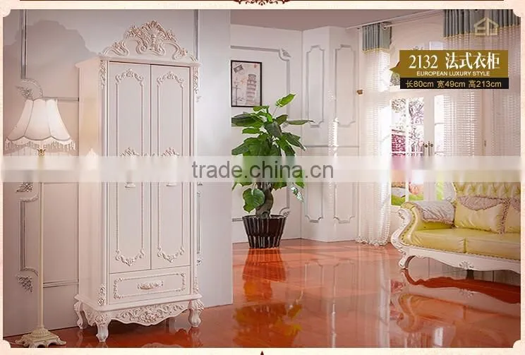 luxury French Style Wardrobe Closet Ivory Carved European Bedroom living room Furniture Wooden Wardrobes