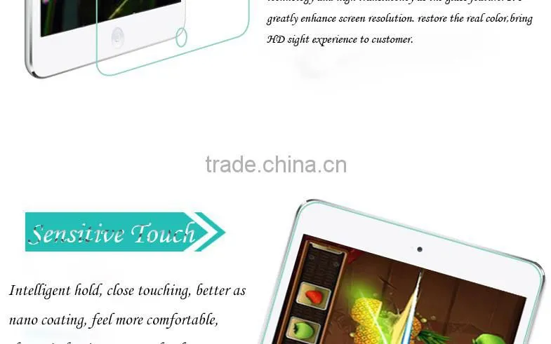 HUYSHE 0.3mm 9h hd 2.5d round edge high quality cooyee screen protector for ipad 2