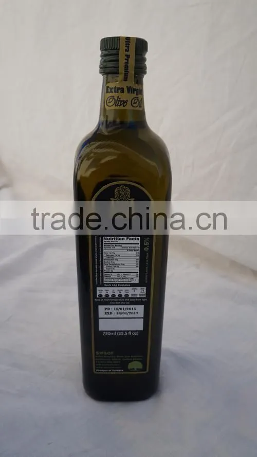 Cold Pressed Extra Virgin Olive Oil. A'Quality Extra Virgin. 100% Extra Virgin Olive Oil. Marasca Glass bottle 750 ml