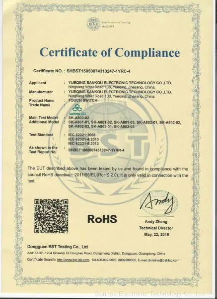RoHs Certificate