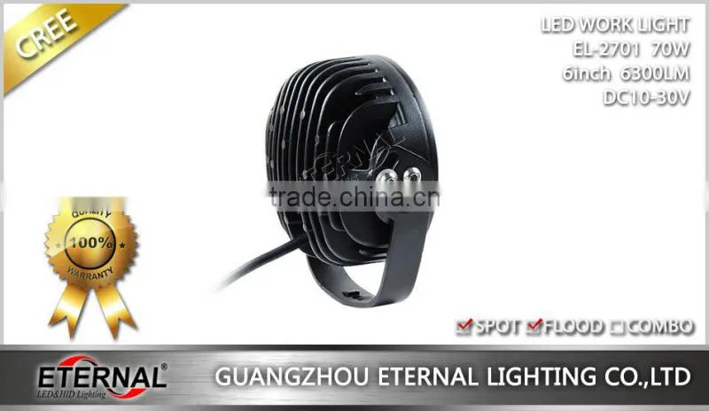 70W 6" car driving light off road powersports tractor truck emergency vehicles heavy equipments working light