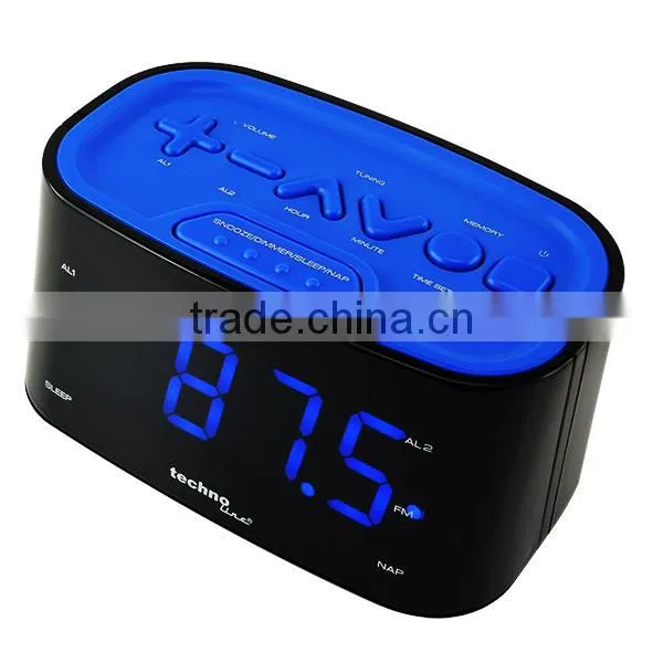 AM/FM Radio Station 12/24H Time Display Sleep Timer 220-240V only / Technoline Digital Quartz Alarm Clock