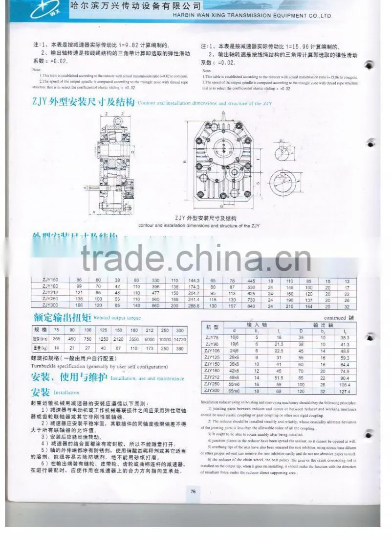 ZJY Series Helical 1:10 Ratio Small Gearbox