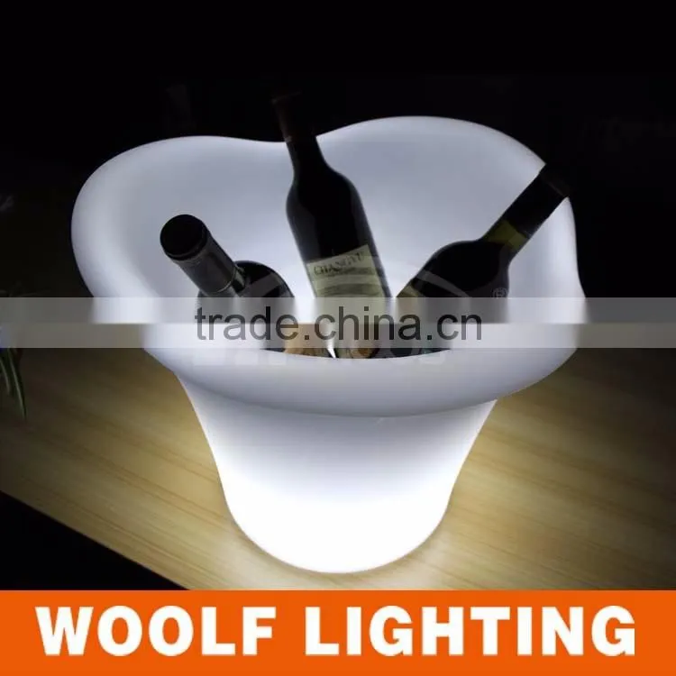2014 hot waterproof IP68 customized plastic LED round ice bucket