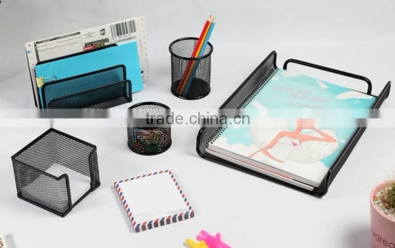 High Quality Modern Metal Mesh Office Stationery Set Of 4 Pieces