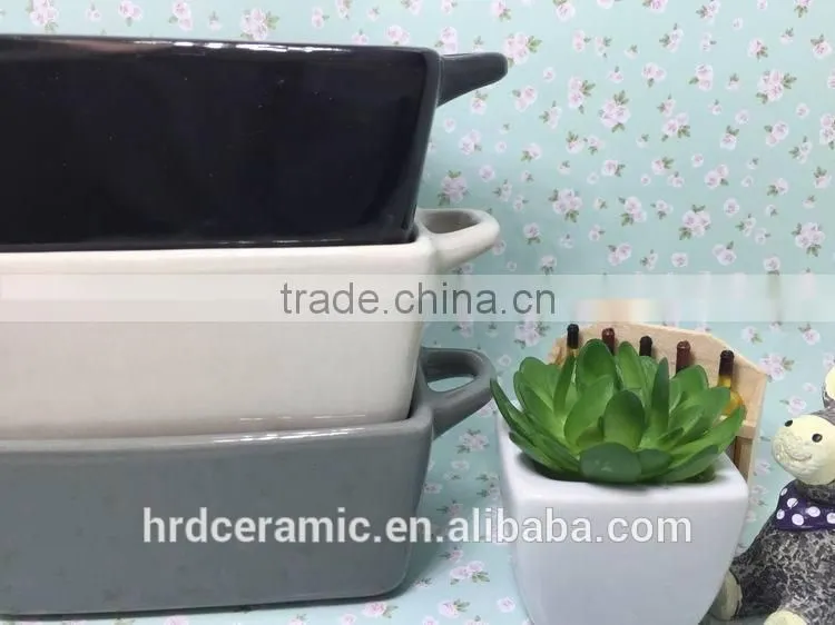 2015 stocked Cheap daily use colored square porcelain bakeware plate