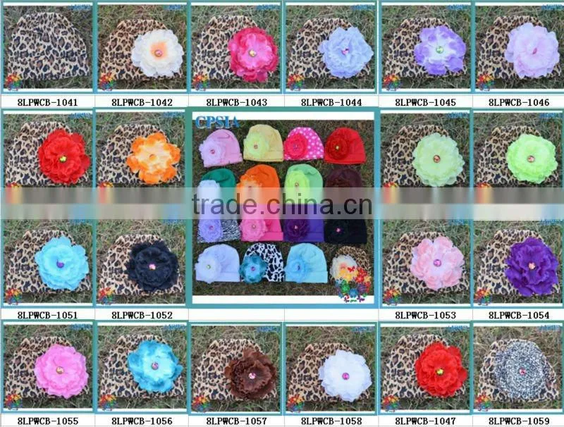 baby winter hat Toddler Cotton knit beanie with peony flower