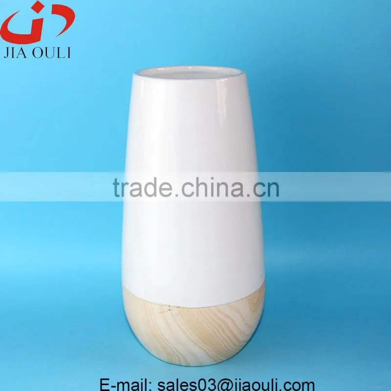 Simple design Ceramic wooden finish vases for home decor, chinese vases