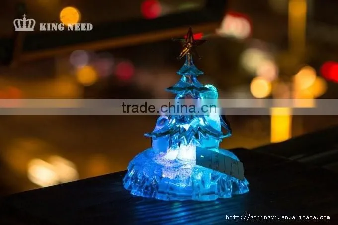 clear acrylic crystal LED RBG color changing penguin table home ornaments