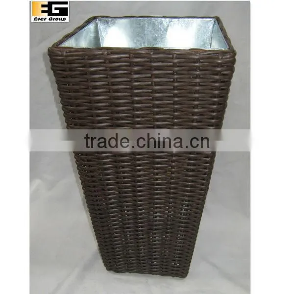 square plastic rattan woven planter