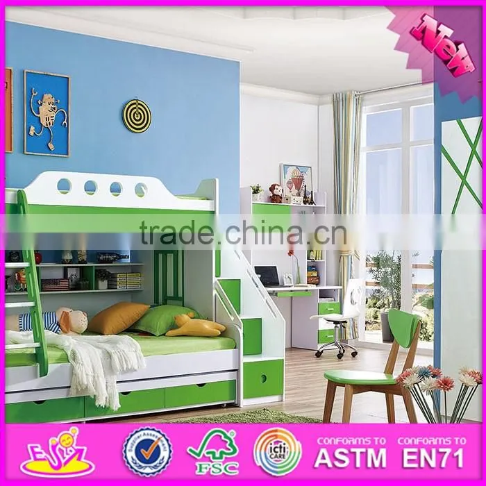 2016 wholesale modern wooden children bunk bedroom designs W08H043