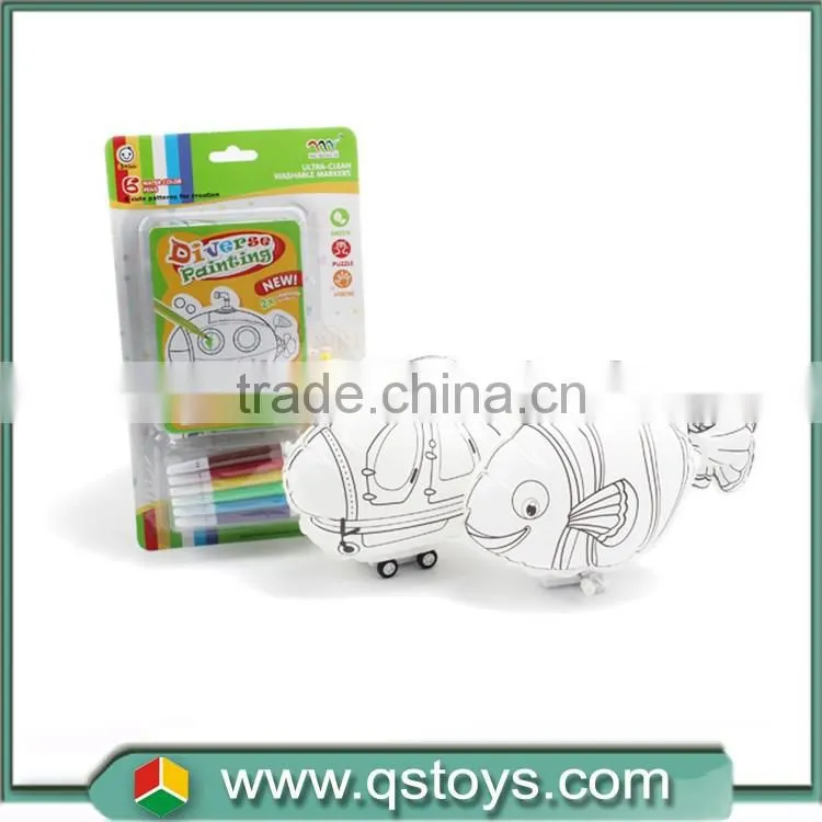 Most popular colored drawing DIY Inflatable dolphin and plane product for kids
