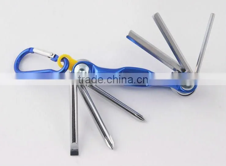2014 new Stock pocket mini multi aluminium oxide promotion bike keychain tools 603-6