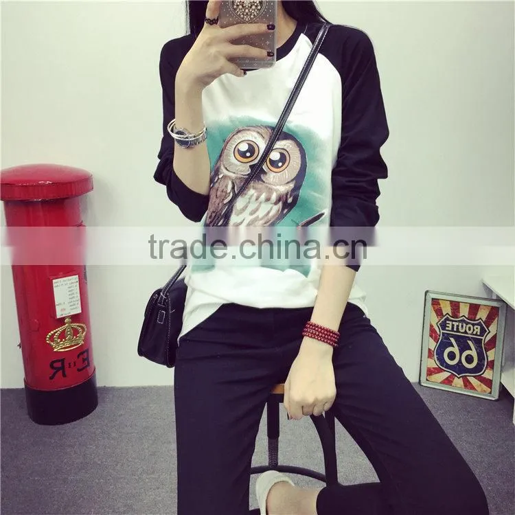 custom lady fashion basic t-shirt with long sleeve