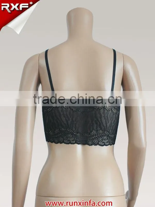 Hot selling lace padded bandeau bra with removable shoulder strap