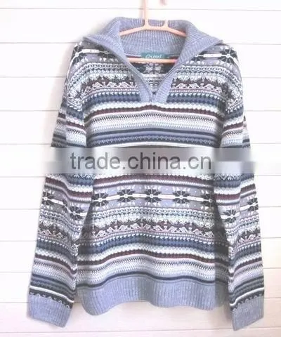 2016 New Design 100% Wool Shrug Men's Intarsia Heavy Winter Sweaters