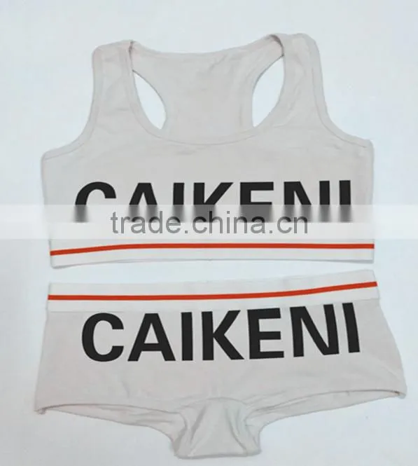 Custom Your Own Brand Logo Design Elastic Band Bra Bikini Lady Briefs Women 95%Cotton 5%Spandex Bralette Sport Crop Tank Top
