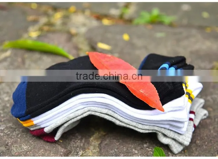 Summer mens color block casual combed cotton ankle socks