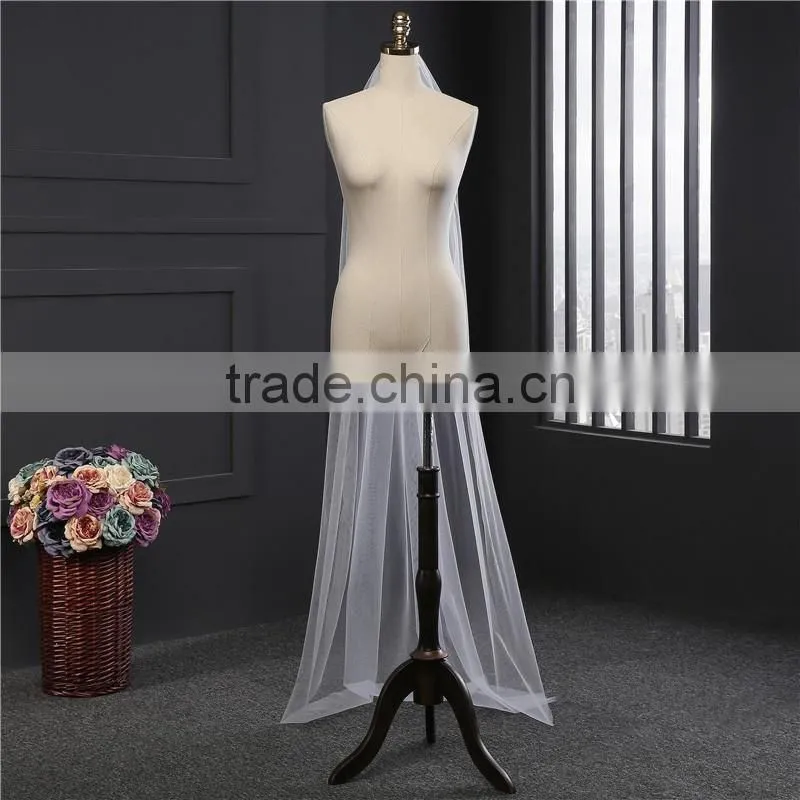 2017 wholesale Wholesale White Wedding Lace Bridal Veils Fashionable long Tulle bridal veils