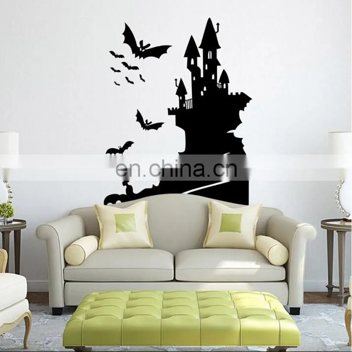 Halloween Theme Castle and Bat Window/Wall Sticker Halloween Decoration Home Decoration