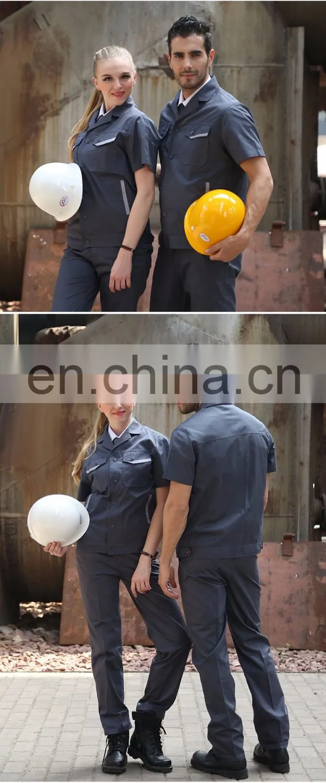 China Manufacturer Polyester Men Work Overalls Summer Work Coveralls with Short Sleeve
