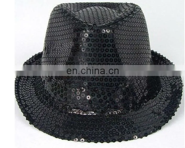 silver sequin fedora 10" hat