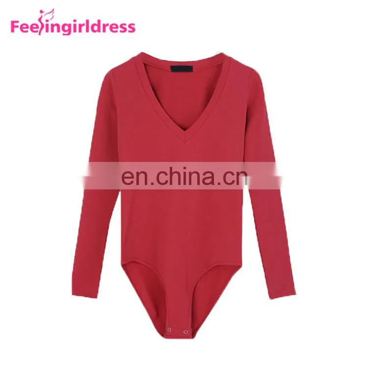 Wholesale Red Autumn Winter Women Bodysuit Clothing Fashion Jumpsuits Rompers Women