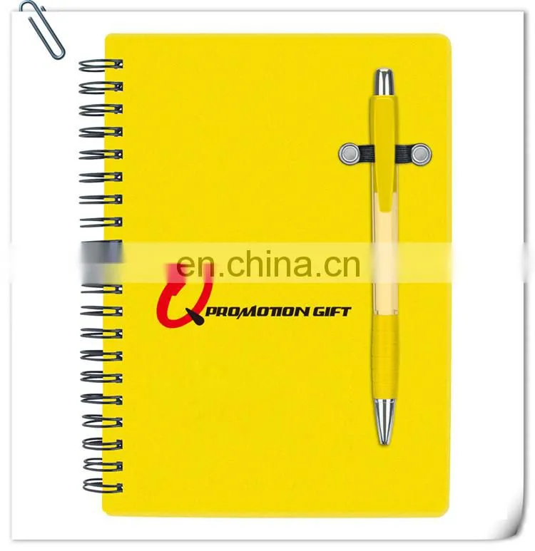 pen buddy spiral 70sheet lined notebook set with ball pen and translucent color cover