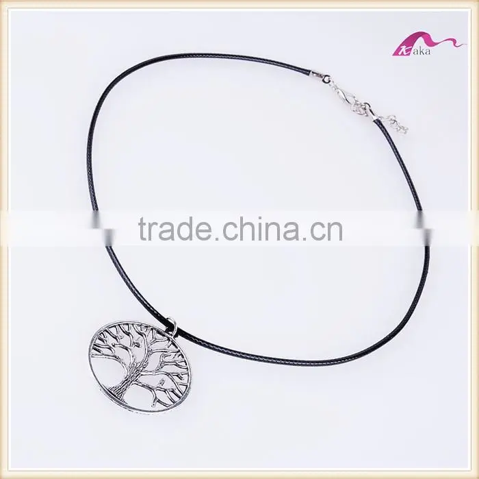 Mens Tibetan Silver Pendant Choker Necklace With Black Cord