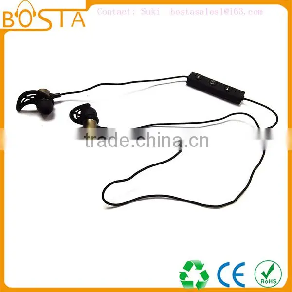 Sports waterproof magnet cheap stainless steel silver bluetooth earphones 2016