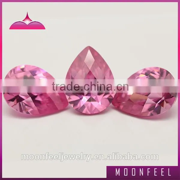 pink colour pear cubic zirconia checkerboard cut gemstone
