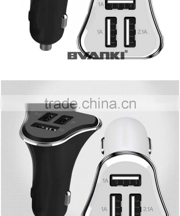 2016 Trade Assurance New design CE RoHS FCC 12V 5.2A Triple mini 3 ports USB Car charger Adapter for samsung charger free sample