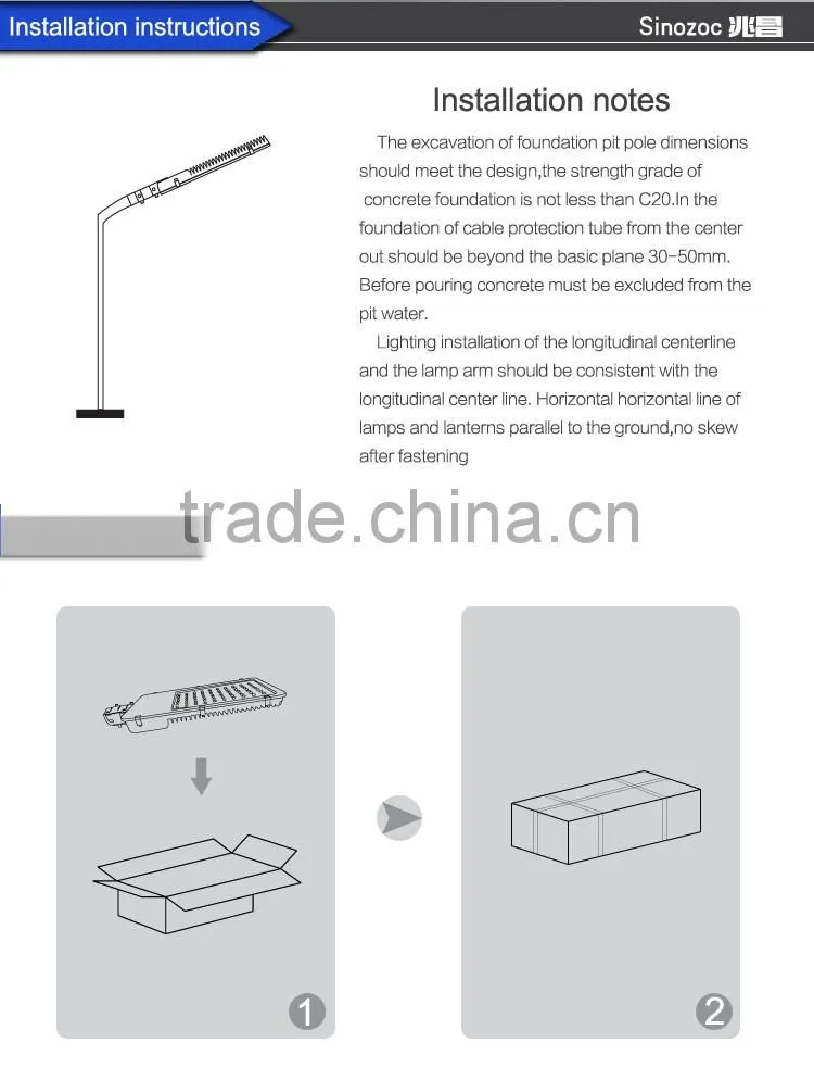Sinozoc High lumen led street light housing outdoor waterproof ip65 aluminum led street lamps led for highway and road lighting