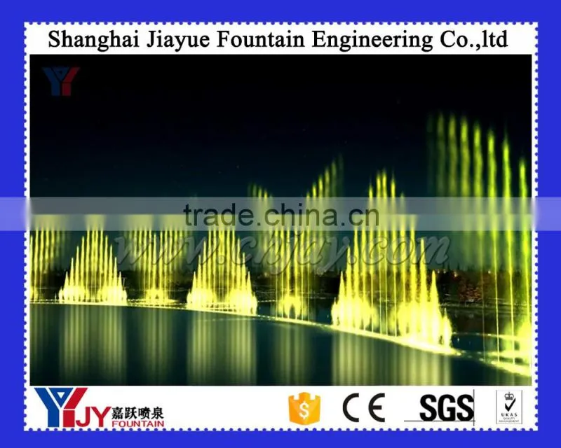 Outdoor large scale gas explosion fountain project with music and led light in the lake