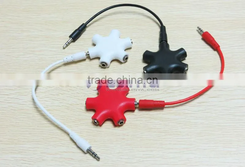 6 Port 3.5MM Audio Earphones Splitter Adapter