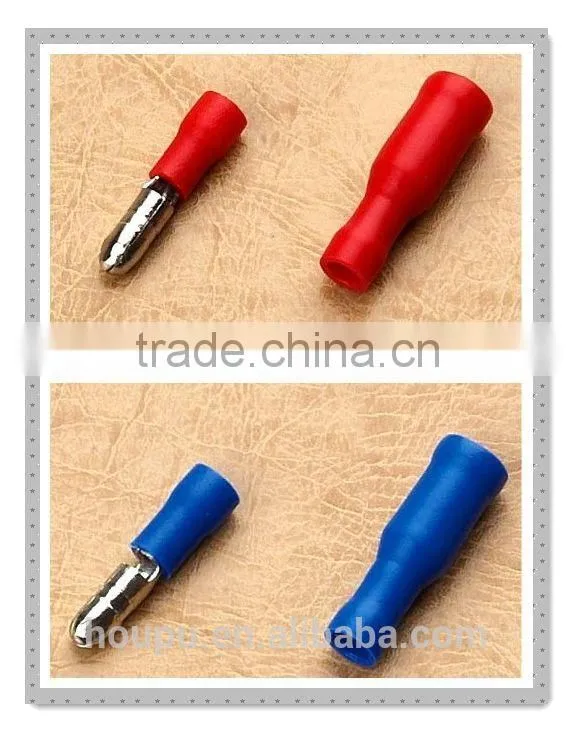 Insulated bullet Shaped Male and Female Crimp terminal,terminal types for electrical cable,copper crimp sleeves