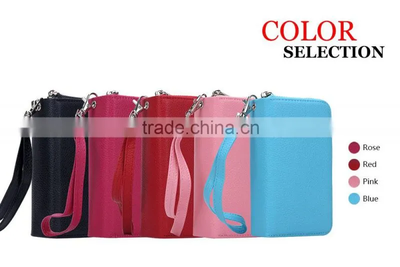 Unique leatherZipper Wallet Card Slot mob phone cover, rose red protective case for iPhone 6/6s