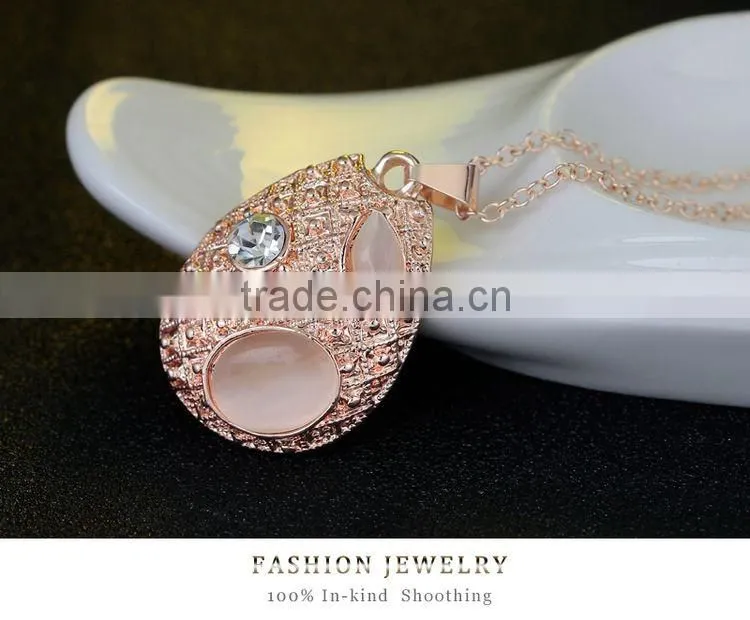 Lovely 18K Rose Gold Plated Opal Jewelry Fashion Necklace and Earring Set