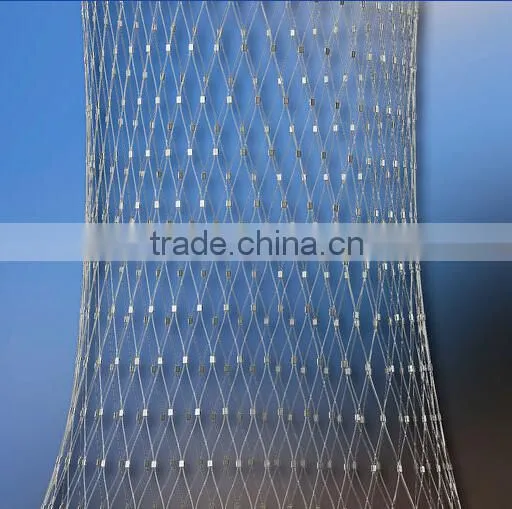2mmx60mm X-tend flexible stainless steel wire mesh webnet railing stays with perimeter rope