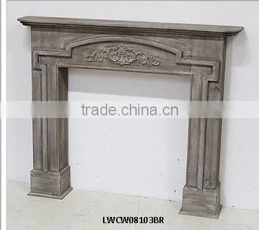 hand carved eco painted wooden fireplace mantel