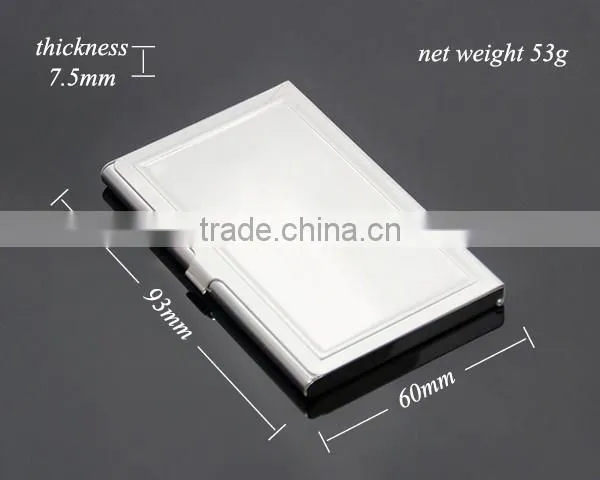 High Quality Pocket Business Card Holder Stainless Steel Plated Silver Concavity Metal Blank Card Case