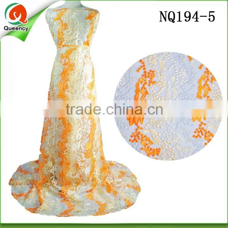 high quality african french lace fabric embroidery design tulle lace NQ194-5