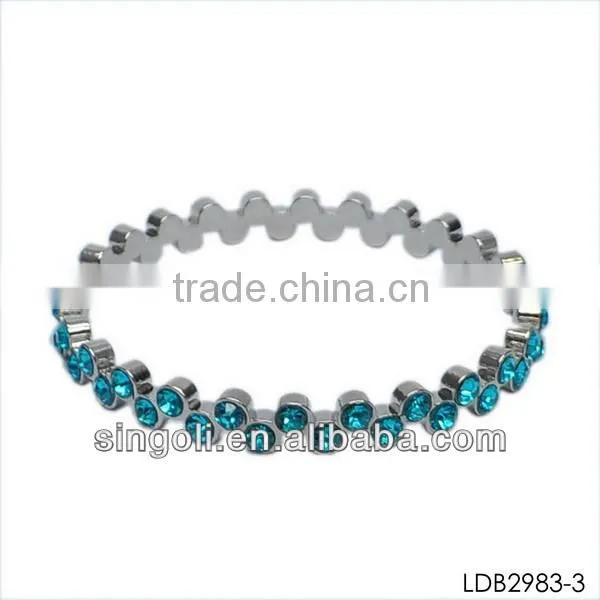 Multi layer silver platting gems pave set bangles hot new product for 2014