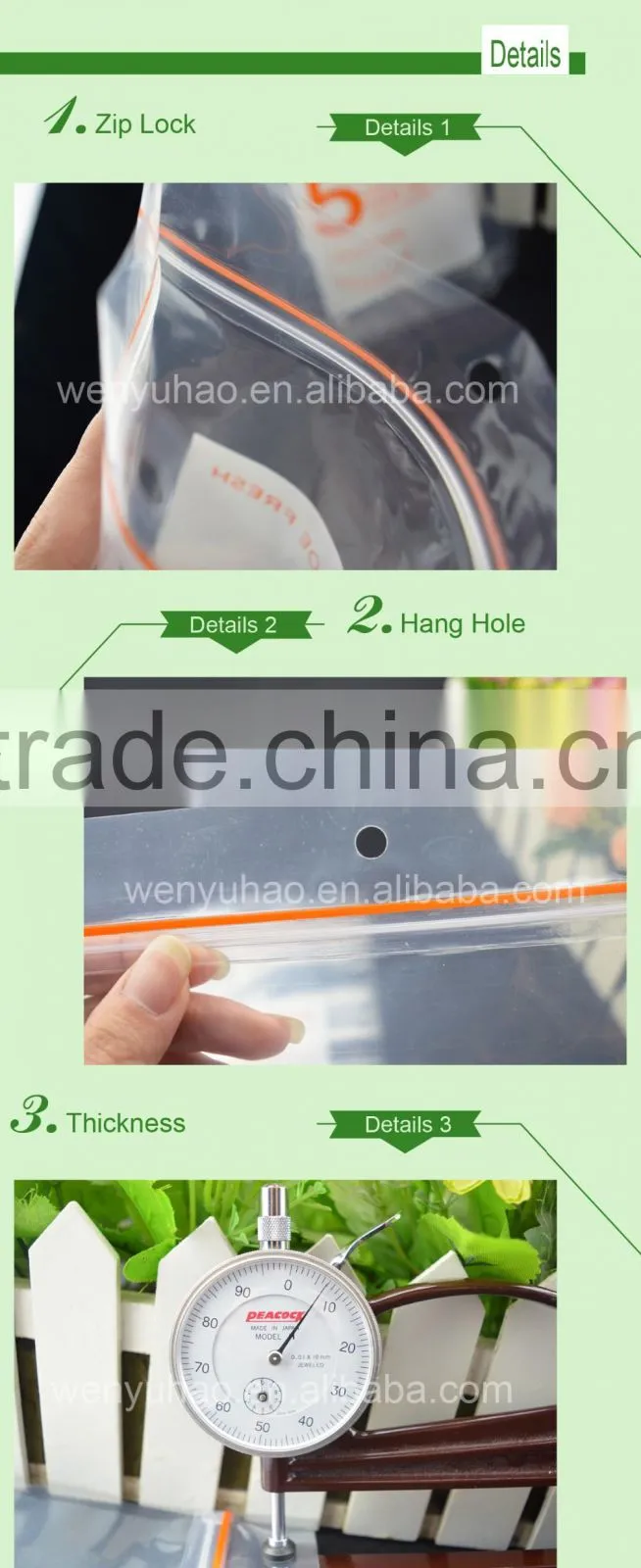 underwear plastic custom print zip lock bag / stand up pouch with hang hole