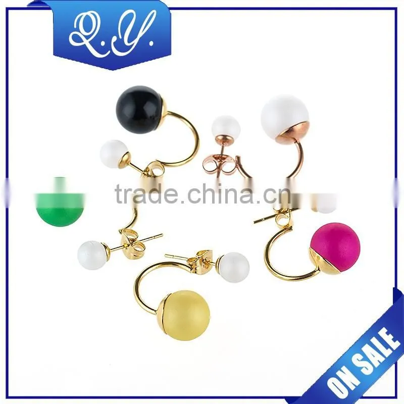 Hot wholesale ear piercing jewelry double pearl earrings ear studs